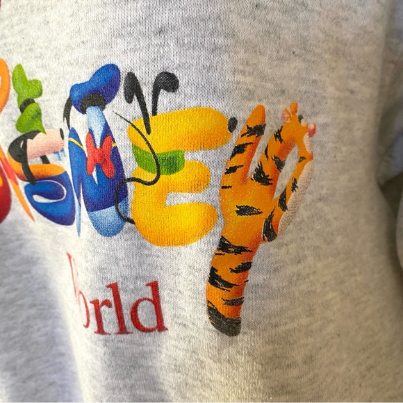 Vintage Disney World Sweatshirt Big Logo Graphic Unisex Small Gray Grey 90’s - Picture 4 of 14